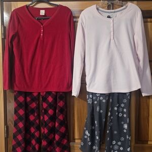Cozy Womens Pajama Set - Red and Pink